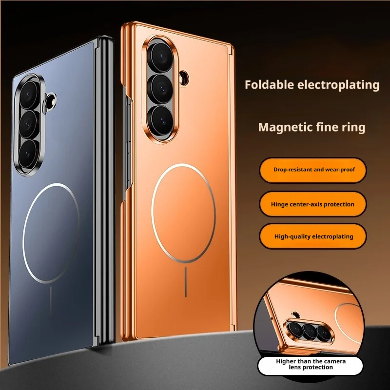 Premium Galvanisierte Scharnierschutz-Hülle für Samsung Galaxy Z Fold 8 Ultra 7 6 5 Magnetisches Kabelloses Ladegerät Harte Rückabdeckung