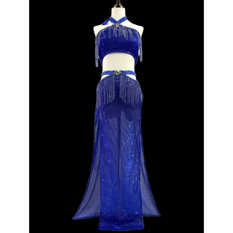 Dostosowany Agile z diamentowymi frędzlami Wykwintny i wspaniały kostium do tańca brzucha Zestaw sukienek do ćwiczeń ベリーダンス