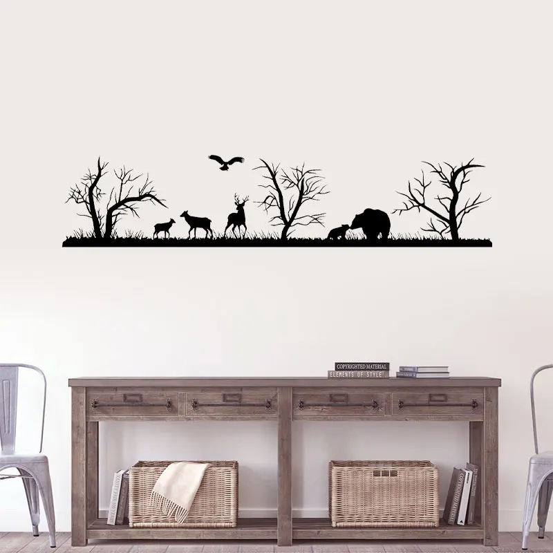 

Landscape Vinyl Wall Decal Woodland Wall Decals Forest Silhouette Wall Decals Animals Art Decor Woodland Room For Bedrooms 3118