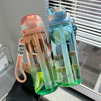 750ML Gradient Water Bottle With Straw Portable Plastic Water Cup High appearance Bottle For Outdoor Sports Fitness Gym Kettle