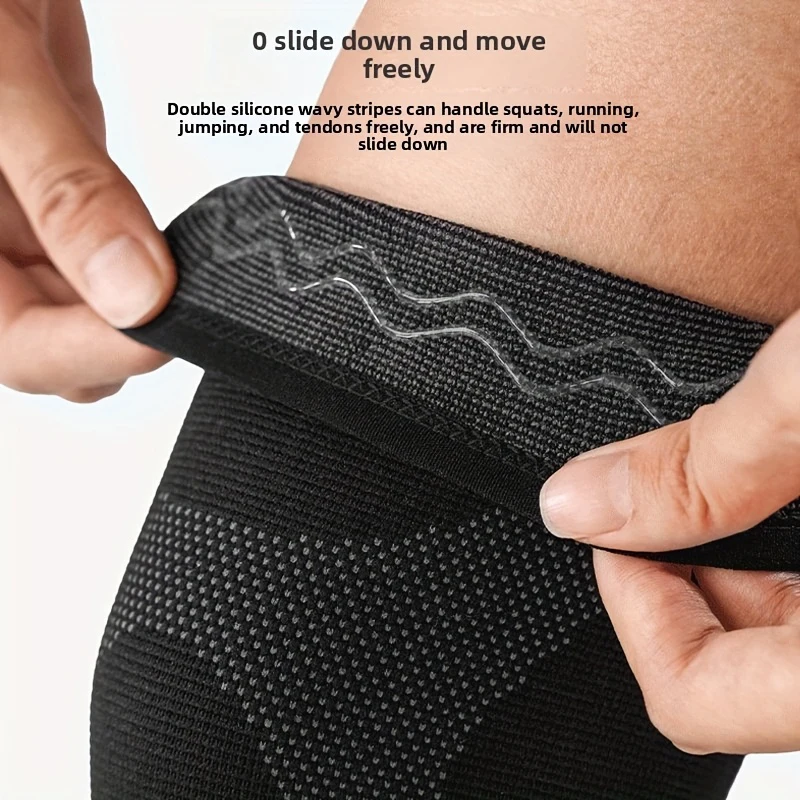 Extra große Kniebandage für 40–150 kg große Sport-Kniebandage in Übergröße, Laufen, Springen, Wandern, Kniestütze, rutschfeste Silikon-Knieschützer – Detail 9