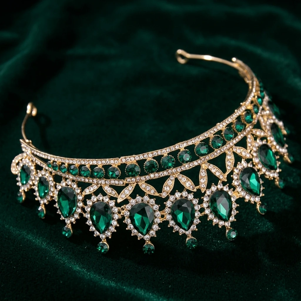 Princess Alloy Tiara Luxury Rhinestone Headband Wedding Hair Accessory Baroque Crystal Crowns Bridal Party Events Hair Jewelry view 6