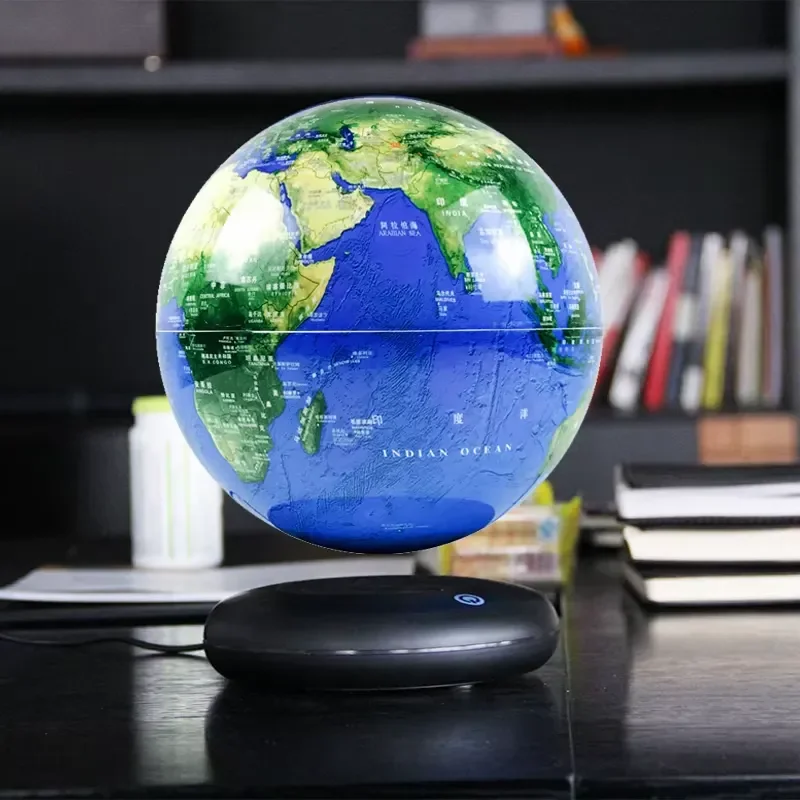 8-Inch World Map Magnetic Levitation Globe Floating RGB Home Decor Lights Personalized Gift for Graduation & Wedding