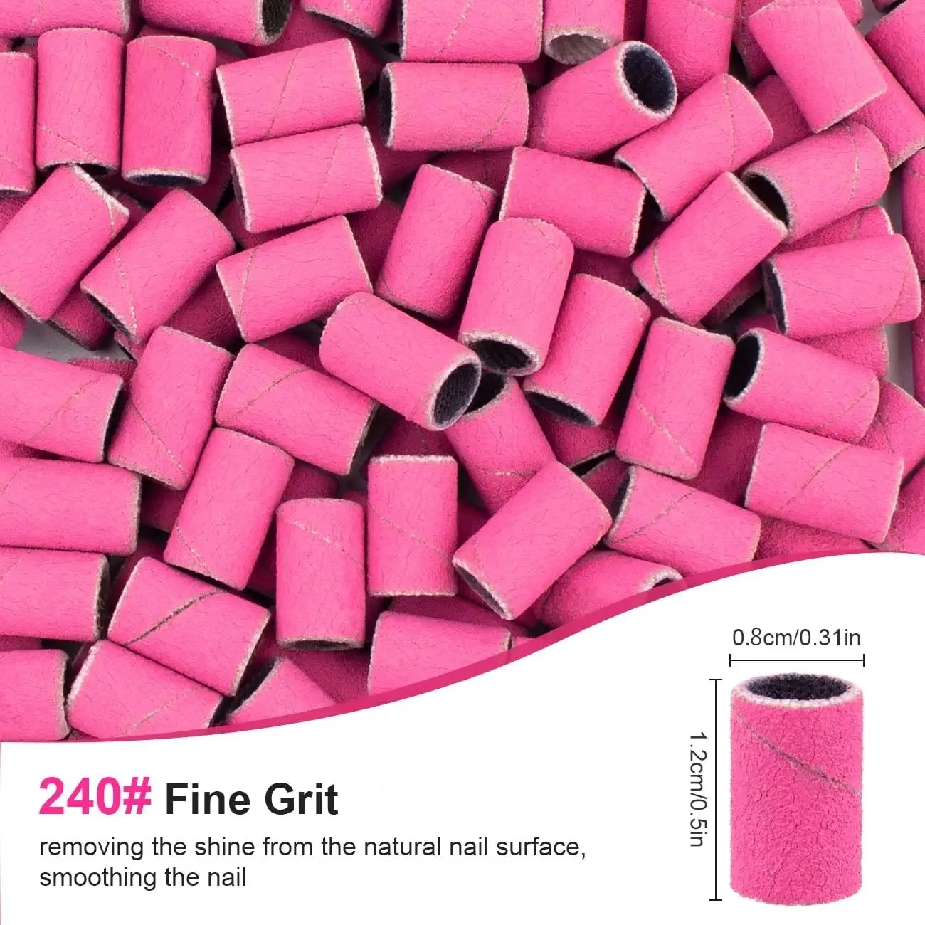 Nail Sanding Bands for Nail Drill #80#150#240 Grits 50 Pcs Colorful Coarse Fine Nail Sanding Caps 1Pcs 3/32\