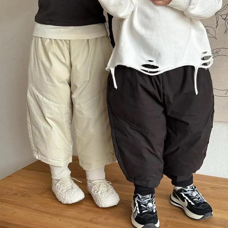 2025 Winter New Children National Standard Down Pants 90 White Duck Down Boys Windproof Pants Fashion Kids Warm Trousers