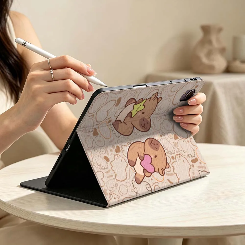 Cartoon Capybara Fun Art Soft Pen Tray Tablet Case For Huawei MatePad MediaPad MagicPad Honor Pad 10 9 8 X10 X9 X9a S Pro