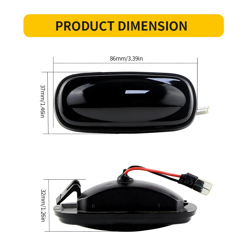 2X For Land Rover Discovery 2 99-04/ Freelander 1 02-05/ Defender 07-15 led side Marker Indicator light OEM#XGB100310,XGB000030