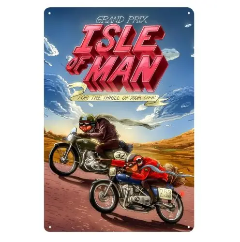 Affiche métallique vintage de course de Grand Prix de l'île de Man, plaque en métal pour moto, 20x30cm, en aluminium