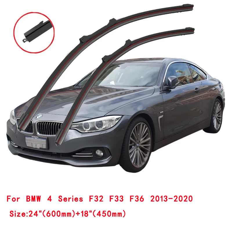 For BMW 4 Series F32 F33 F36 2014~2022 Car Accessories Frameless Rubber Wipers Blades Front Windshield Window Cleaning 24 18