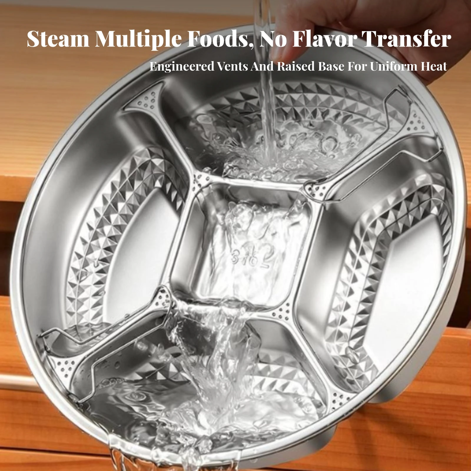 Steaming Tray with Compartments Rust-Resistant Compartment Steam Plate Divided Steamer Tray Smooth Cooking Ware