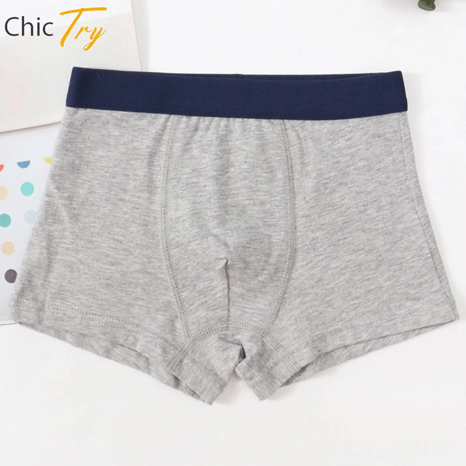 

3Pcs Mixed Color Children's Cotton Boxer Shorts Kids Boys Contrasting Elastic Waistband Underwear for Casual Gym Sports Workout