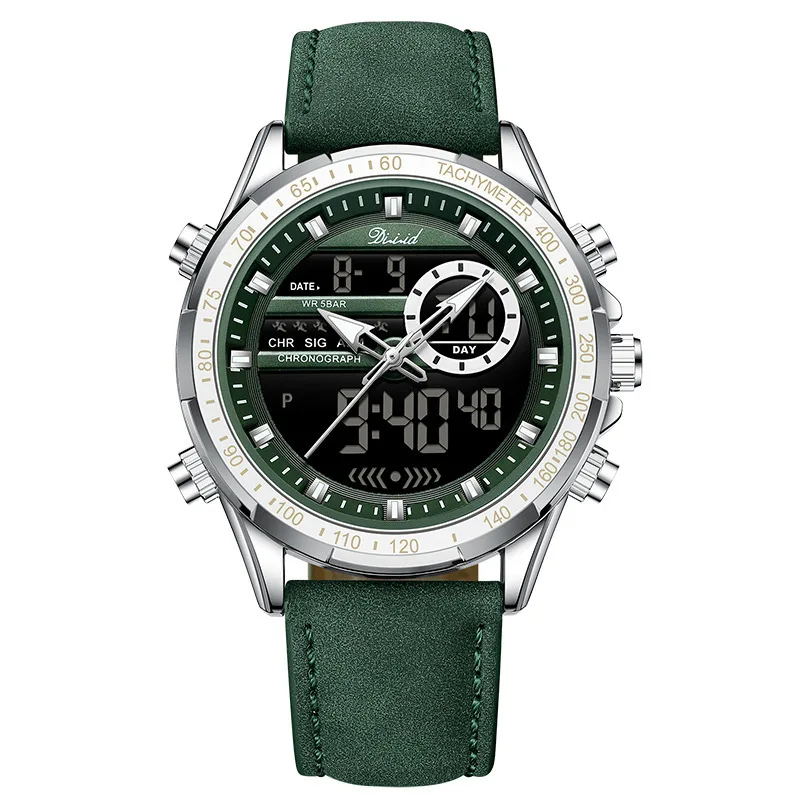 Quartz Watch for Man with Miyota Movement Outdoor Function Watch 46mm Diameter 17mm Thickness Pointer Electronic Dual Display
