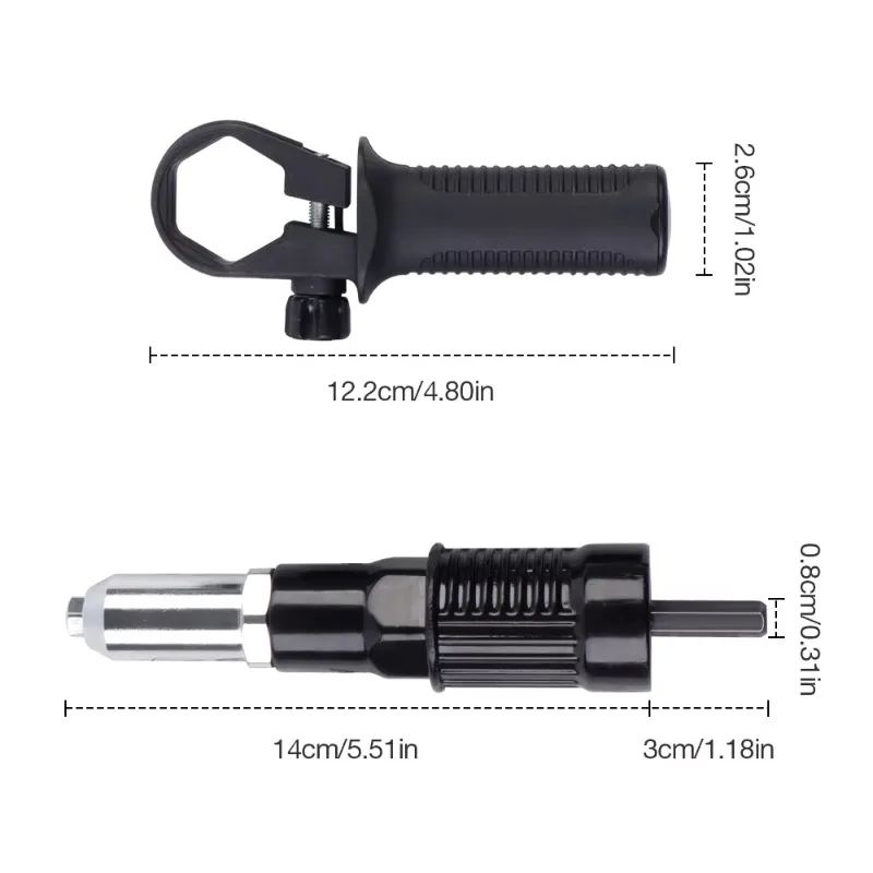 Electric Rivet Gun Adapter, 2.4-4 Conversion for Cordless Riveting Tools with Hexagonal Shafts for DIY Projects, Rivet Gun Tools