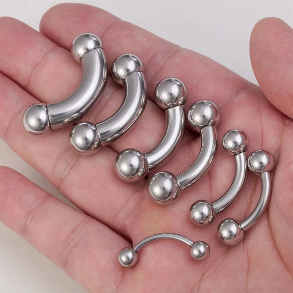 Big Size Surgical Steel Straight Barbell Ring Curved Banana Penis Tragus Piercing PA Nipple Barbell Nose Ring Piercing Jewelry