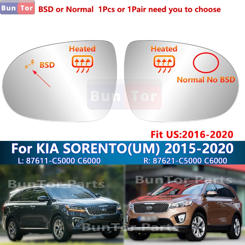 Mit BSD Auto Rückspiegel Glas Für Kia Sorento 2015 2016 2017 2018 2019 2020/87611-C5000 87621-C5000/flügel Spiegel Objektiv