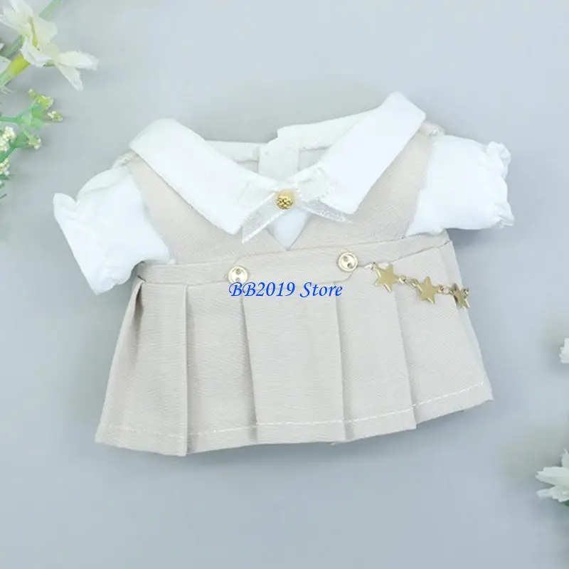 Q0KB 8’’ Plush Doll Clothes for 20CM Cotton Reborns Life Like Rag-Doll Outfit Suit Doll Clothing Korean Kpop Doll Accessory