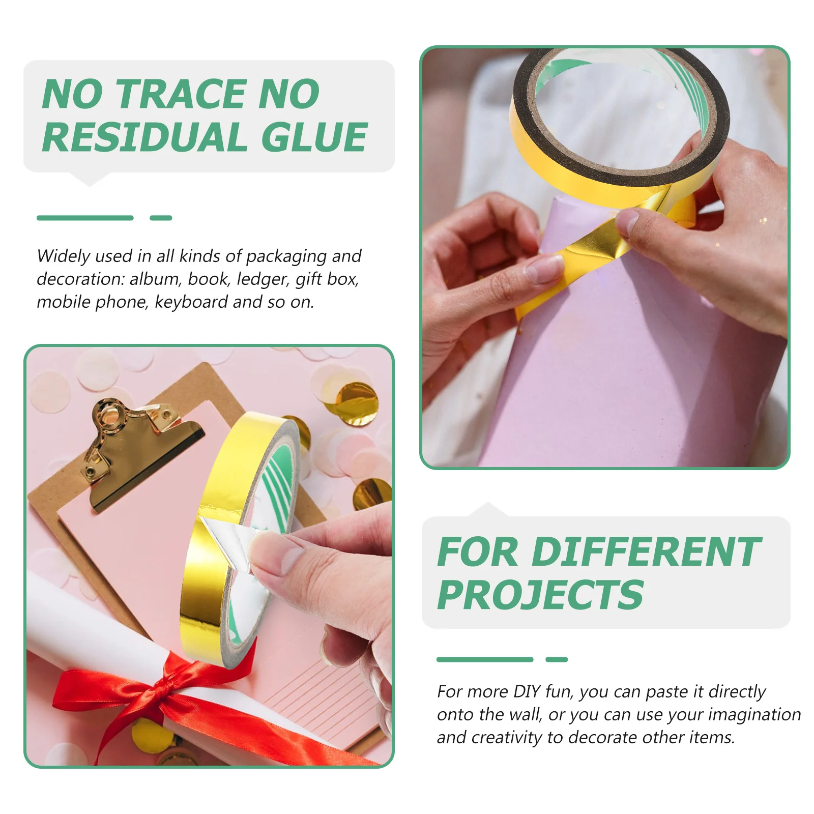 

Premium 6 Rolls Graphic Art Tape Washi Style Golden Mirror Tape for DIY Decoration Scrapbooking Gift Wrapping