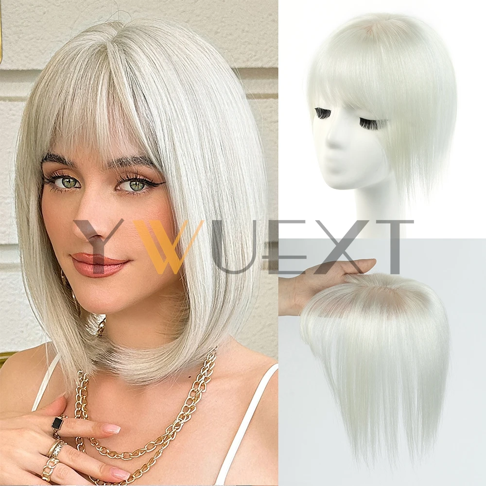 قطعة شعر بشري علوية 5 × 9 سم قاعدة علوية الجزء الأوسط مع الانفجارات 9 ألوان متاحة لتساقط الشعر أو تصفيف الشعر الانفجارات #1