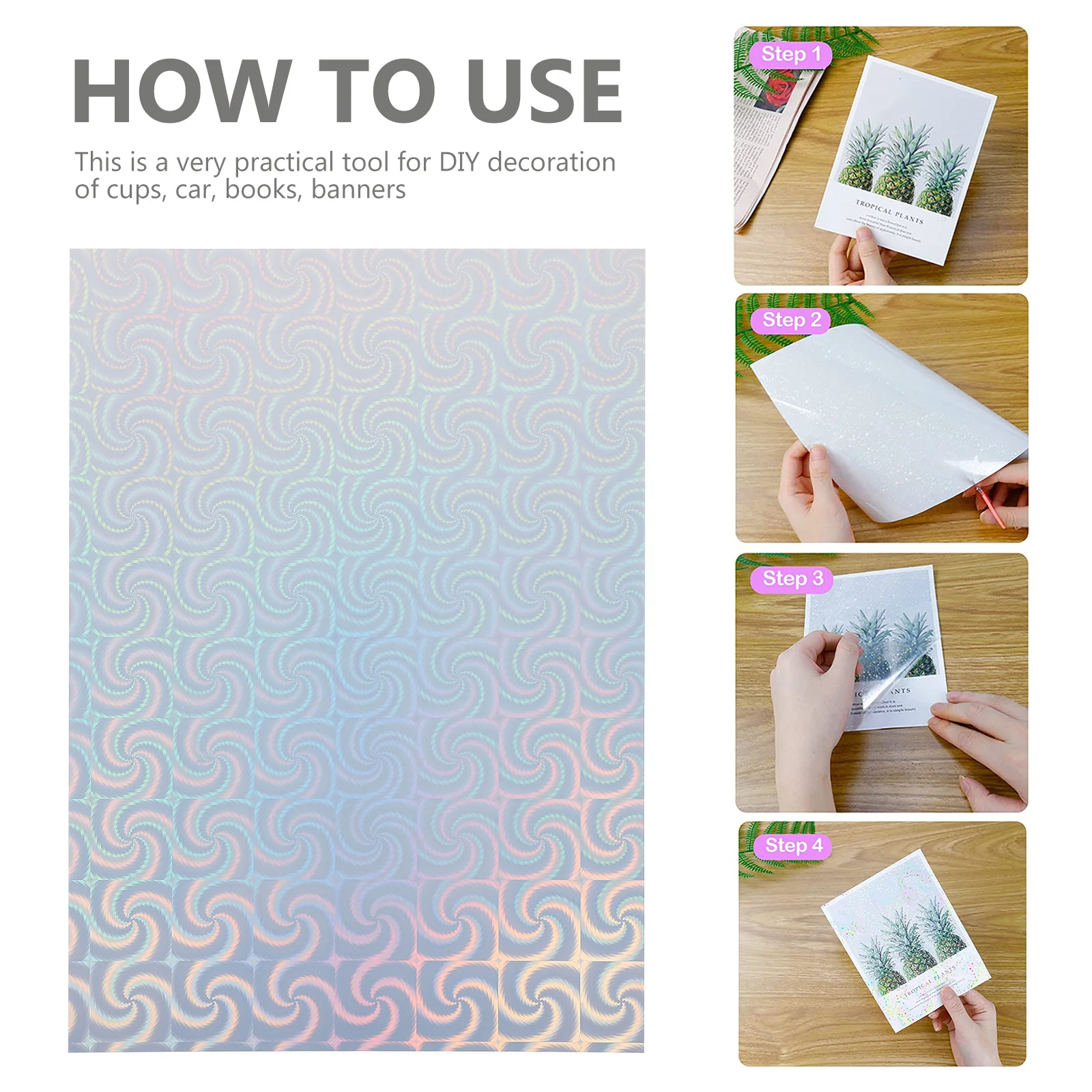 

24 Sheets Adhesive Vinyl Stickers Holographic DIY Craft Decals for Glass Cups Windows Banners Adhesive Vinyl Stickers