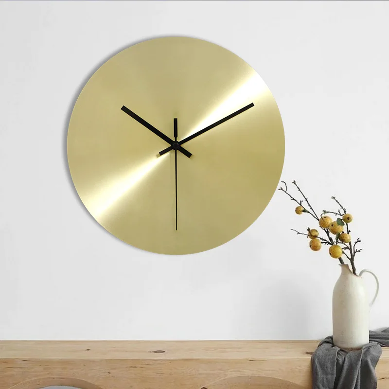 

Minimalist metal steel art gold living room hanging clock, personalized decoration, silent round 12 inches wall clock 벽시계