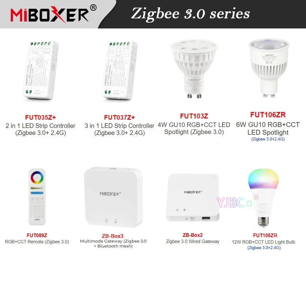 

Miboxer Tuya app Zigbee 3.0 Single Color/CCT/RGB/RGBW/RGBCCT LED Strip Controller 4W 6W 9W Light Blub wireless Gateway RF Remote