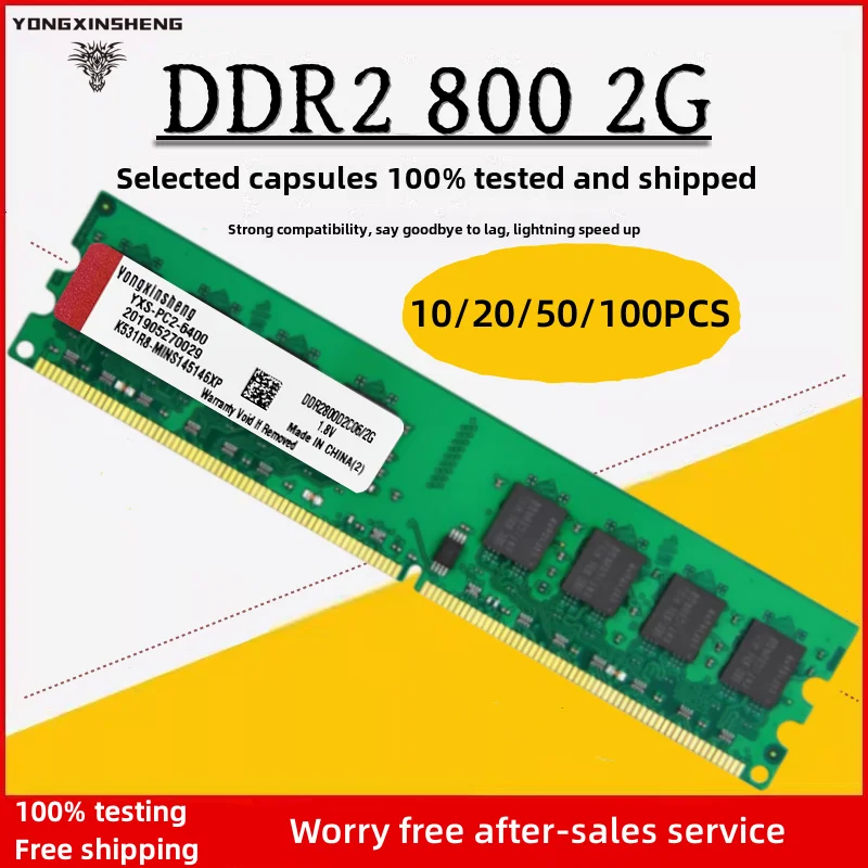 2GB DDR2 800Mhz PC2-6400 DIMM Desktop RAM Kamppin 1.8V NON ECC Bulk/Lot RAM Memoria Intel et AMD sont compatibles