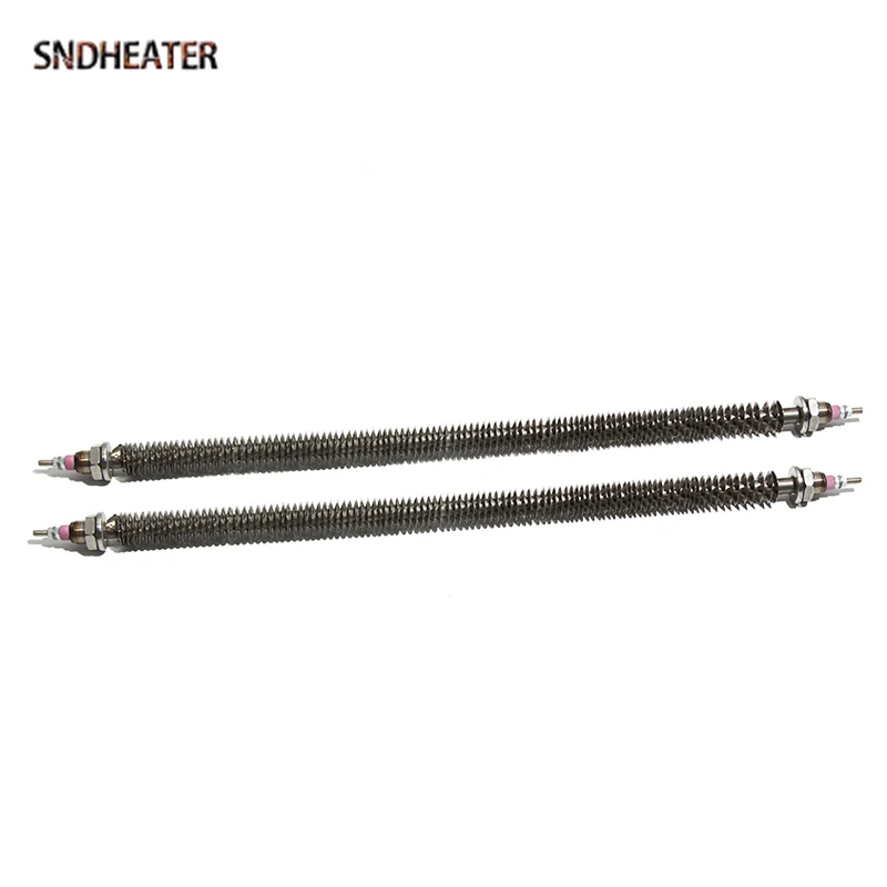 SNDHEATER 220V Air Dry Finned Heating Element M16/M18 Thread 300W 400W 500W Electric Resistance Fin Heater 250MM for Poultry Fan