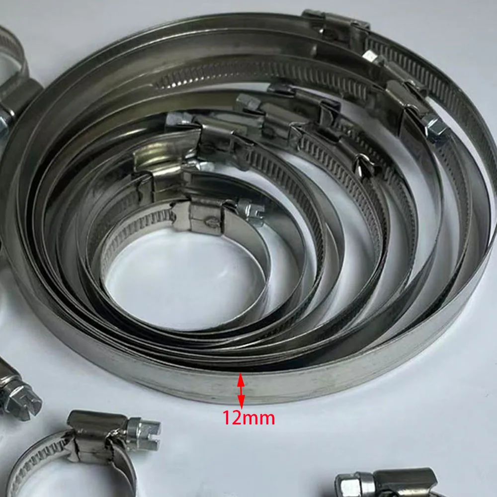 4/8Pcs Pipe Clamps Stainless Steel Hose Clips Diameter 8mm ~ 150mm Car Fuel Hose Pipe Clamps Worm Drive Durable Clip Fixed Tool