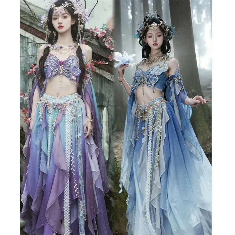 Vestidos de estilo exótico de elfo, traje de princesa de la región occidental, vestido de mariposa, ropa Hanfu para mujer, disfraz de elfo de la jungla HanDress