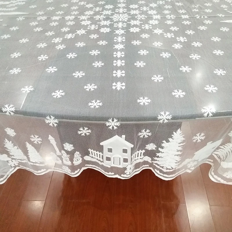 Mantel navideño de Papá Noel, muñeco de nieve, alce, bordado, fiesta de Navidad, mantel de encaje, decoraciones cuadradas para fiesta, alta calidad