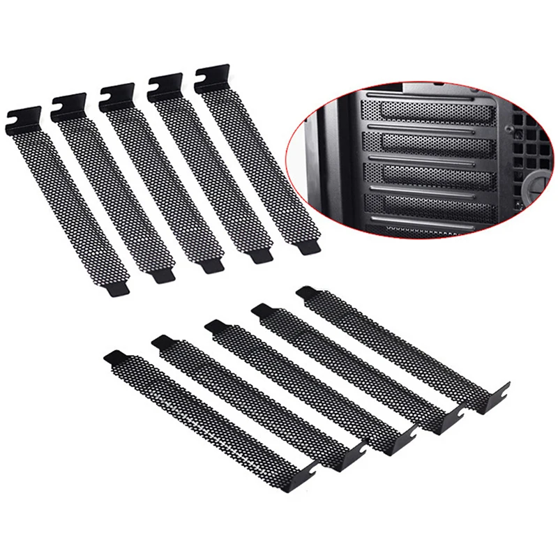 

10Pcs New black PCI slot cover dust filter blanking plate hard steel
