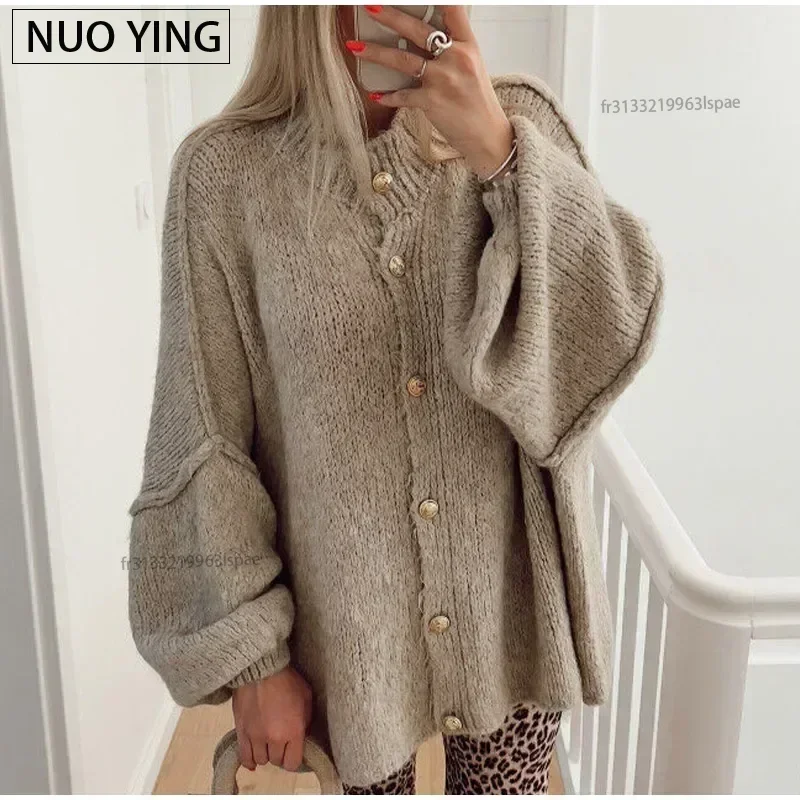 Casual Cardigan Women Sweater Loose Single Breasted O-neck Fashion Sweaters 2024 Autumn Office Female All-match Top Coat