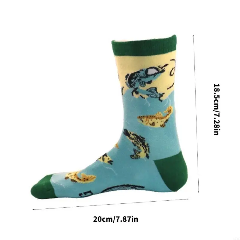 Calcetines tripulación pesca l5yc con estampado humor en transpirable tela algodón pesca para hombres
