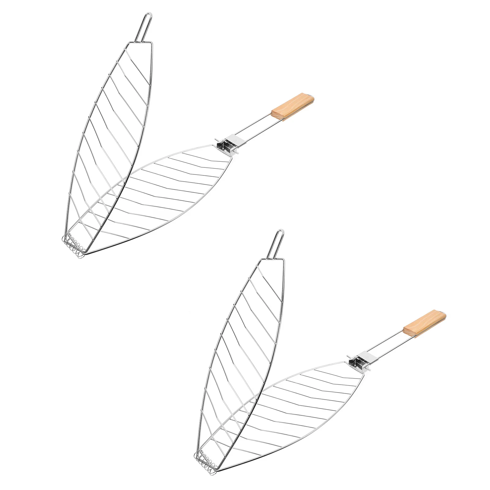 

2pcs Fish Grill Basket Stainless Steel Foldable Detachable Design For Outdoor Camping Bbq Parties Grilling Tools Kitchen