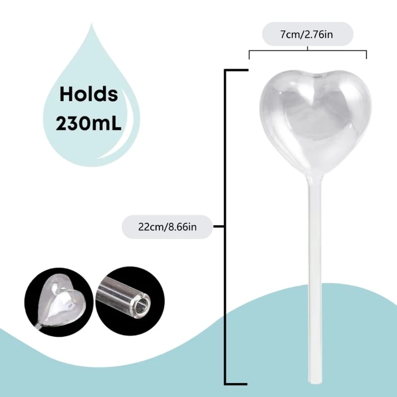 Globos riego vidrio para plantas, bombillas autorriego en forma corazón, dispositivos, bombillas riego para