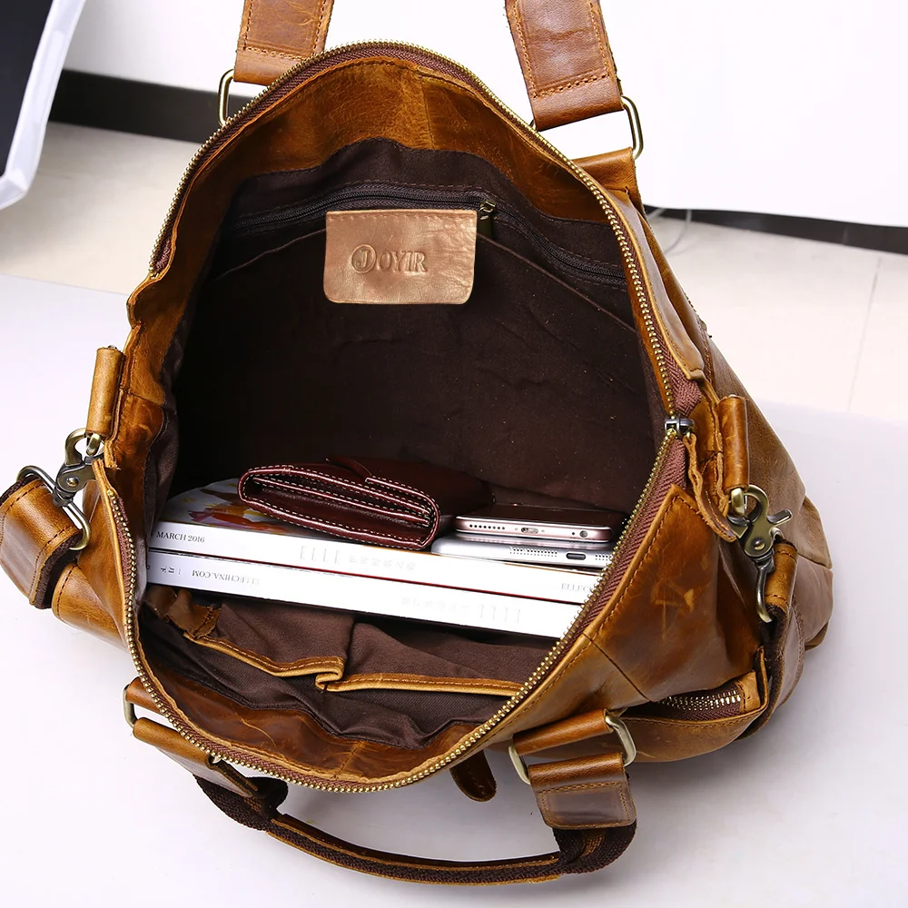 Genuine Leather Men Briefcases Retro Messenger Bag Male Business 15.6" Laptop Shoulder Bags Crossbody Handbag