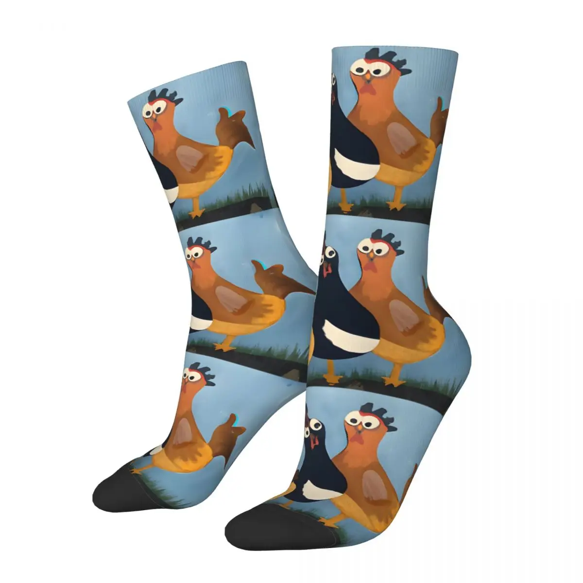 Three Roosters On A Hill Photographic Print Socks Shopping 3D Print Boy Girls Mid-calf Sock