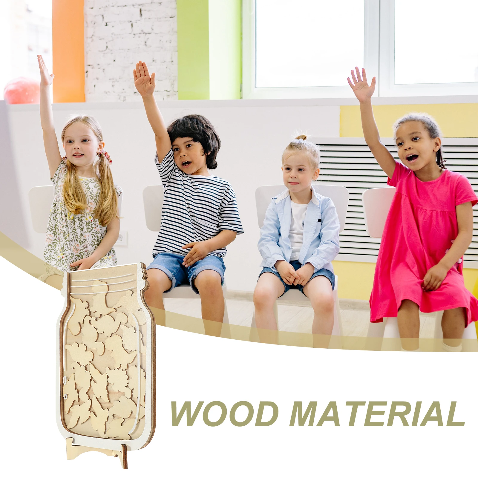 

1 Set Wooden Reward Jar For Kids Behavior Management Motivational Storage Decorative Classroom Tool Cute Design Crafts