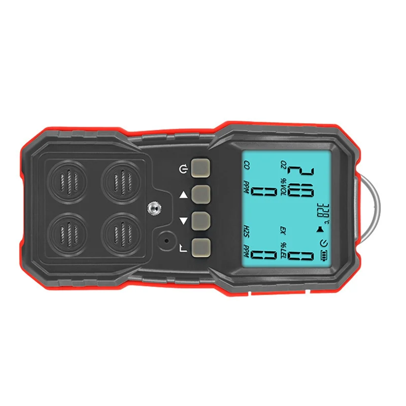 【FAST-SALE】Detektor Kebocoran Gas Mudah Terbakar Monitor Gas Majemuk Digital Layar LCD Isi Ulang Sensor O2 H2S CO Getaran Suara-Cahaya