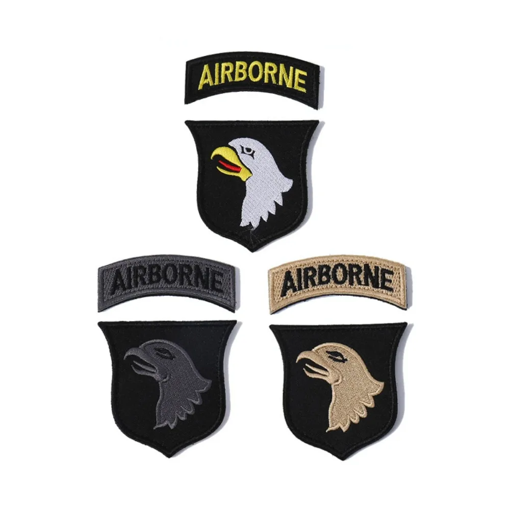 2 قطعة/المجموعة الولايات المتحدة 101st قسم المحمولة جوا شارة المطرزة هوك وحلقة التصحيح التصحيح التكتيكي
