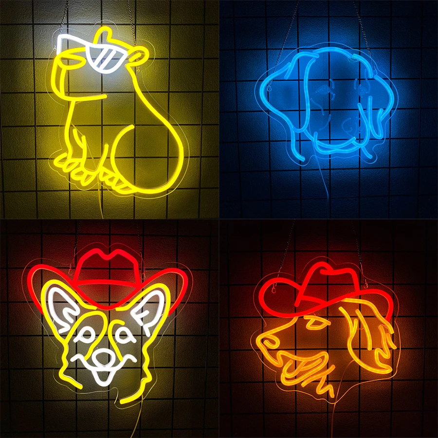 Skateboard Dog Led Neon Sign, Interesting Animal Icon, Usb Powered, Teenagers' Room, Game Room, Pet Shop And Club Art Decor.