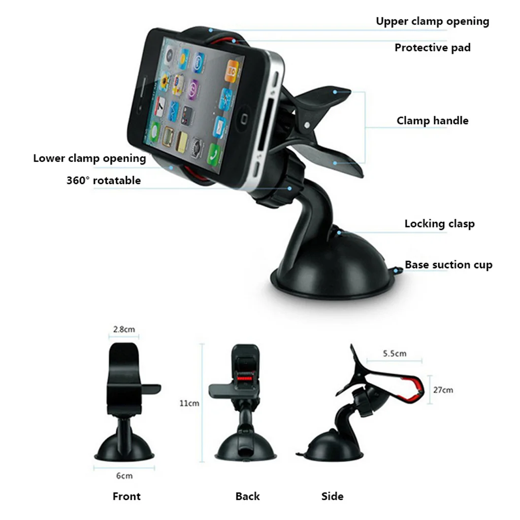 360-Grad-drehbarer Auto-Handyhalter mit Saugnapf, universeller Handyhalter, stoßfester GPS-Clip, Smartphone-Ständer, Autowerkzeug – Detail 34