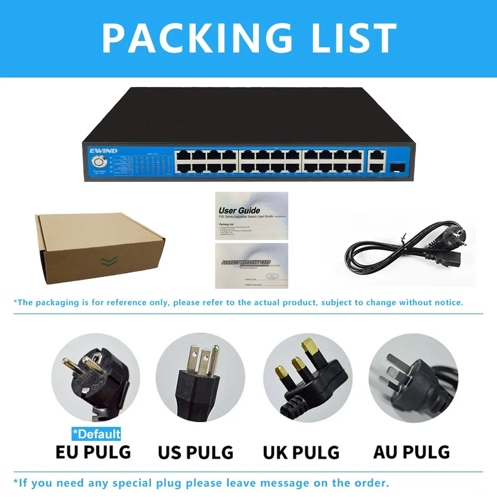 Switch POE EWIND 16/24 porte 100M con 2 porte RJ45 uplink da 1000M e 1 slot SFP 100/1000M Switch rapido per telecamera IP/AP wireless