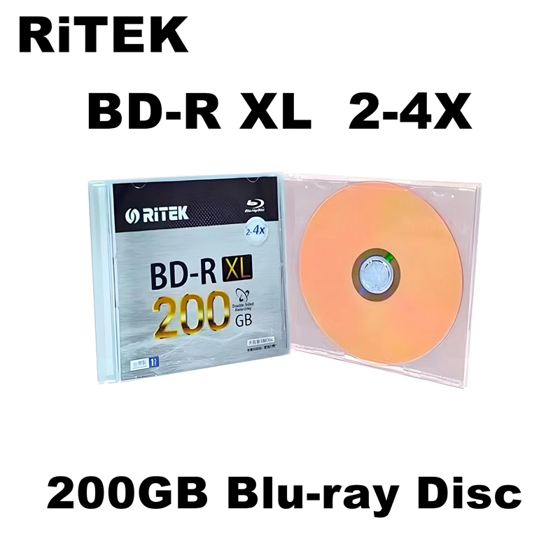 

1PCS Ritek BD-R XL Double Sided Blank Blue Ray Disk 200GB 1040min 24X Speed Recordable Blu-ray Disc For Data & Vedio Storage