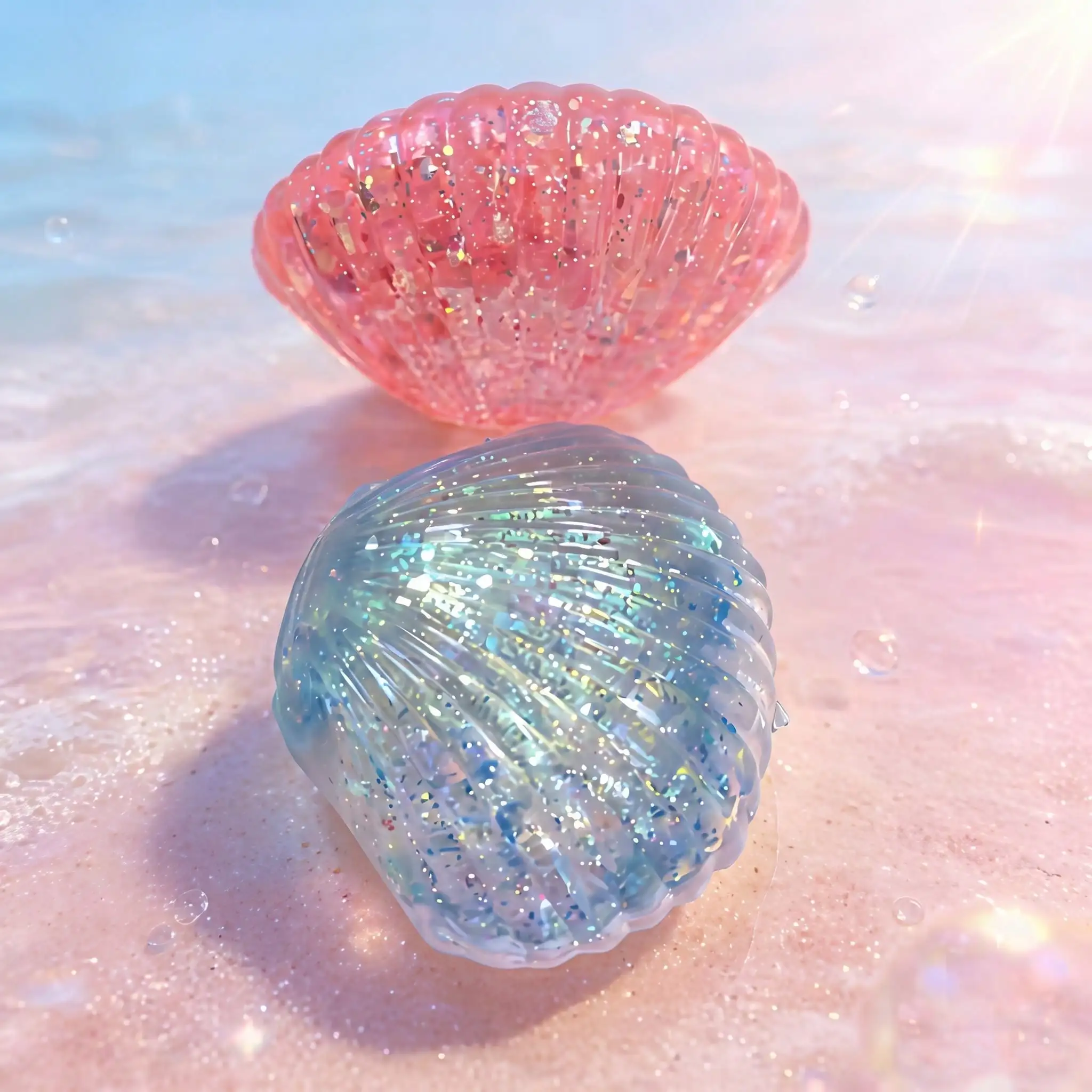 

Glitter Shell Stress Relief Toy: Soft Transparent Shimmering Seashell Squeeze Stress Relief Toy, Cute Summer Ocean Sensory Fidget Toy, Ideal Mother's Day Gift For Adults And Collectors