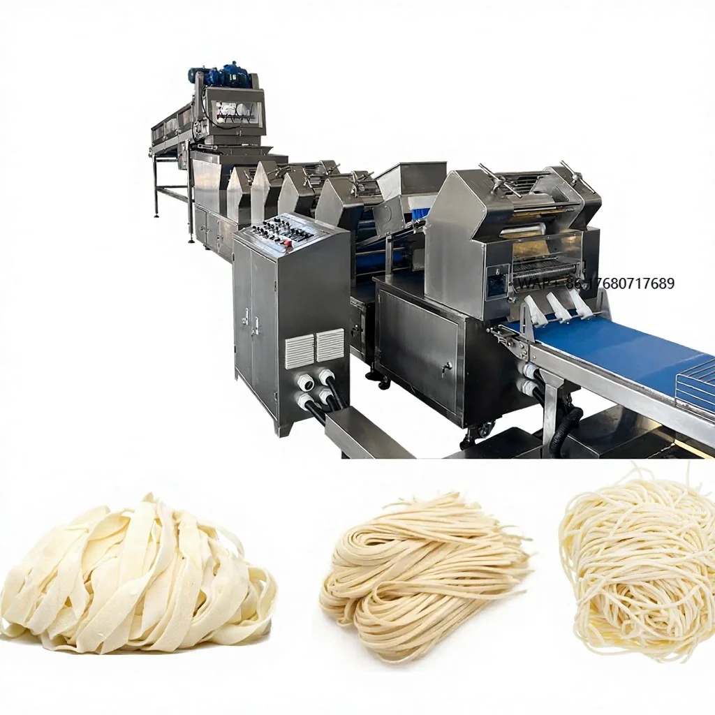 Línea de Producción Industrial Automática de Fideos Ramen con Velocidad Ajustable, Prensa de Masa y Cortadora de Fideos