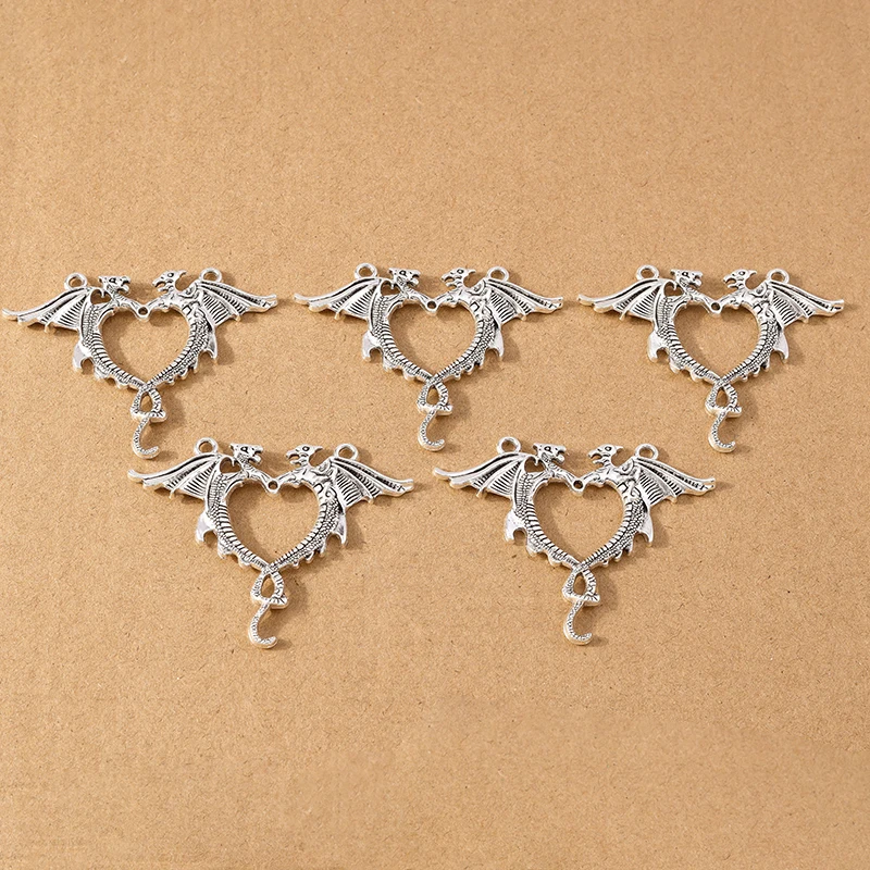 4pcs 62*50mm Retro Alloy Animal Dragon Pendants Charm for Jewelry Making Earrings Necklace DIY Accessories Supplies