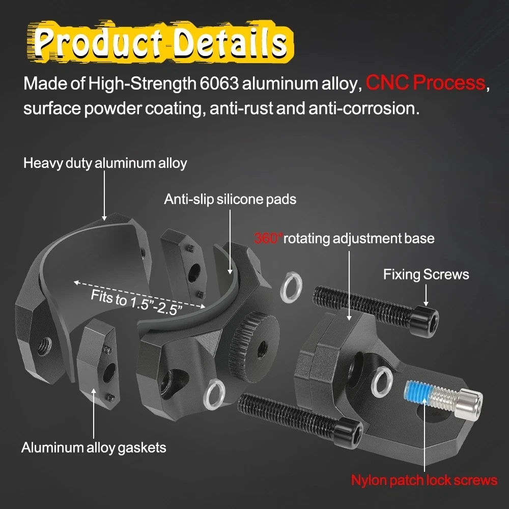 2PCS UTV ATV Whip Light Flag Mount Bracket Support Stent for 1.65