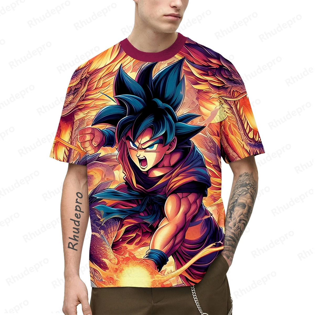 

3D Printed T-Shirt Men New Japanese Anime Men's Trend Summer 2024 Children's Goku Hip Hop T-shirts Anime Short Sleeve Streetwear