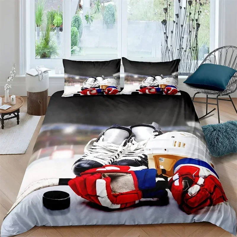 

Ice Hockey Duvet Cover Hockey Comfortable Duvet Quilt Cover Pillowcase Bedding Set Children Bedroom Decoration Home Textile